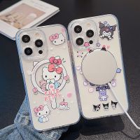 Sanrio Hello Kitty การ์ตูนน่ารัก Kuromi พร้อมฟังก์ชั่นแม่เหล็กเคสโทรศัพท์ Magsafe สำหรับ iPhone 15 Pro Max Plus เคสโทรศัพท์แบบนิ่มสำหรับ iPhone 14 Pro Max เคสโทรศัพท์เซลล์เคสสำหรับ Apple 13 12 11เคสห่อหุ้ม