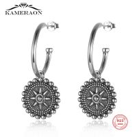 [COD] 925 Sterling Hoop Earrings for Bead Star Oxidized Ear Jewelry Exquisite Generous Earring