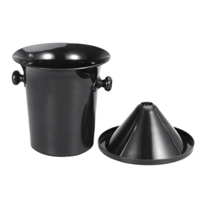 Wine Dump Black Plastic Wine Spittoon - Standard Size with Black Funnel Champagne Bucket