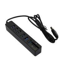 ◈✁№ USB Hub With 90cm Long Cable 6 Ports Big Expansion Plug And Play Hot Swappable Data Transfer ABS SD/TF Data Hub For Laptop