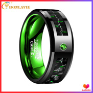 BONLAVIE Men s 8mm Green Carbon Fiber Tungsten Carbide Ring Comfort Fit