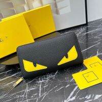 ?[100  Original] ? Little monster eyes new mens black zipper handbag high-end casual cowhide wallet handbag dual use