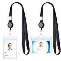 Retractable Badge Reel Neck Strap Lanyard with Card Cover for ID Card Cellphone Key Employees Staff Work Card Badge Rope Strap Card Holders