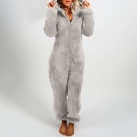 2020 Brand New Womens Plush Romper Winter Pajamas Long-Sleeve Zipper High Neck Hat Keep Warm Girl’S Clothes