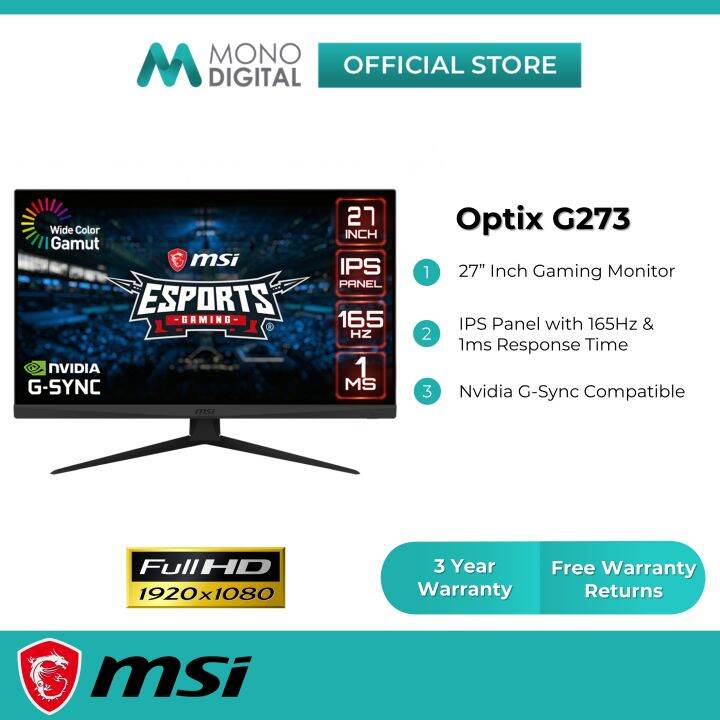 MSI Optix G273 Gaming Monitor w/ FHD, Nvidia GSync Compatible (27