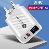 ZHOUKE 20W ชนิดเครื่องชาร์จ USB ที่รวดเร็ว C PD 3.0จอแสดงผลดิจิตอลตัวชาร์จไฟสำหรับ iPhone เร็วผนัง Xiaomi 14 Samsung