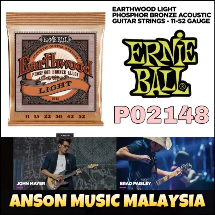 Ernie Ball 2148 Earthwood Light Phosphor Bronze Acoustic Guitar Strings  11-52 | Lazada