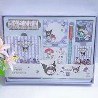 ♣۞ Anime Sanrio Kuromi Pen Notebook Ledger Set Cute Cartoon Kawaii My Melody Cinnamoroll Sticker Stationery Birthday Gift Toys Kids