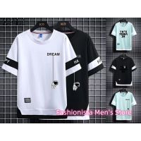 CODTheresa Finger 【M-4XL】现货? 2023 New Short Sleeved T Shirt Men Street Summer Loose Round Neck Casual Top Baju T Shirt Lelaki Trendy Fashion Street Clothes 假两件男士短袖t恤潮牌休闲半袖男T恤冰丝速干