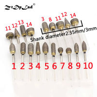 ZtDpLsd 1X 2.353Mm Shank ทนทาน Diamond Burrs หัวเจียรเครื่องมือแกะสลักโรตารี่ Sintered Asive สำหรับหยก Peeling เจาะ Bits