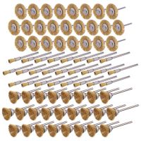 75 Pcs Brass Wire Brushes Set, Steel Wire Wheels Pen Brushes Set Kit Accessories for Rotary Tool-1/8 Inch(3mm) Shank