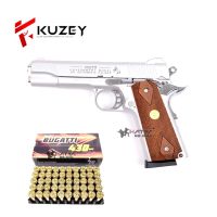 แบลงค์กัน KUZEY 1911 5 นิ้ว สีเงินด้าน ด้ามไม้ ลาย COLT Goverment 100 YEARS Blankgun แถมลูก 50 นัด