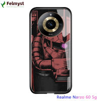 เคสกระจกนิรภัยขอบนิ่มสำหรับ Realme 11 5G Realme Narzo 60 5G,เคสโทรศัพท์มือถือรูปการ์ตูนสุดเจ๋งหรูกันดั้มกรอบหลังกันกระแทก