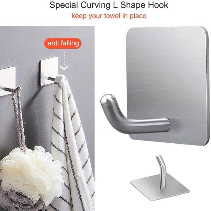 Adhesive Hooks for Home Use, Nail Free 304 Stainless Steel Ultra Strong