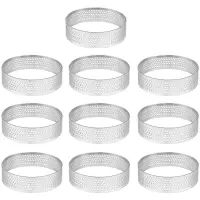 10 Pack 5Cm Stainless Steel Tart Ring, Heat-Resistant Perforated Cake Mousse Ring, Round Ring Baking Doughnut Tools