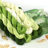 [COD] Factory direct No. 107 handmade velvet flower 6A mulberry silk thread Hunan embroidery free split untwisted cabbage green