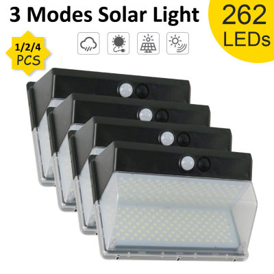 1-4pcs 172262 LEDs Solar Wall Light PIR Motion Sensor Outdoor Solar Lamp Light Waterproof Solar Powered Sunlight for Garden