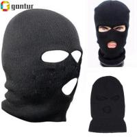 GANTUR Fashion Camping Cover Face Shield Cap Beanie Black Knit Hat 3 Hole Ski