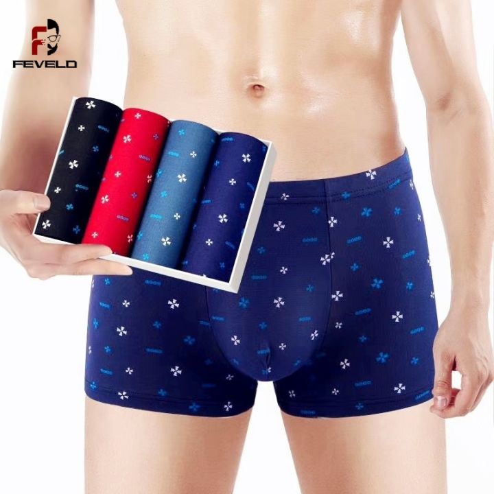 4Pcs Underpants Men's Boxer Short Cotton Underwear Sexy Panties