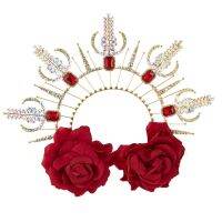 ดอกไม้สีแดง Angel Halo Shape Headband Carnival เทศกาลฮาโลวีนผม Hoop สำหรับคอสเพลย์ปาร์ตี้ Unisex เทศกาล Headpiece