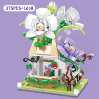 386Pcs City Mini Cherry Blossom Plant Garden House Model Building Blocks Friends Orchid Home Figures Bricks Toys For Girls Gifts