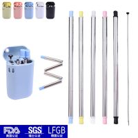 ✟♕ 304 Stainless Steel Straws Easy to Clean Collapsible Straw Reusable Edible Silicone Portable Metal