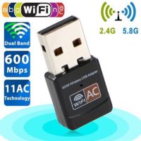 ตัวรับสัญญาณ wifi Wireless Lan USB PC WiFi Adapter 802.11ac verne600 Mbps Dual Band 2.4 G / 5 G Hz