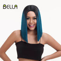 Bella Synthetic Wig 14 Inch Short Hair Wig Gray White Blue Black Shoulder Wigs For Black Women Side Part Cosplay Wig