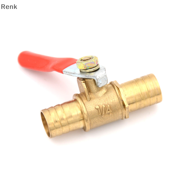 Renk 12mm Hose Barb Inline Brass Water/Air Gas Fuel Line Shutoff Ball