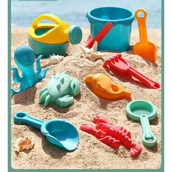 TY05-39 ชุดของเล่นตักทรายชายหาดรูปสัตว์ทะเล พร้อมฝักบัว 10 ชิ้น