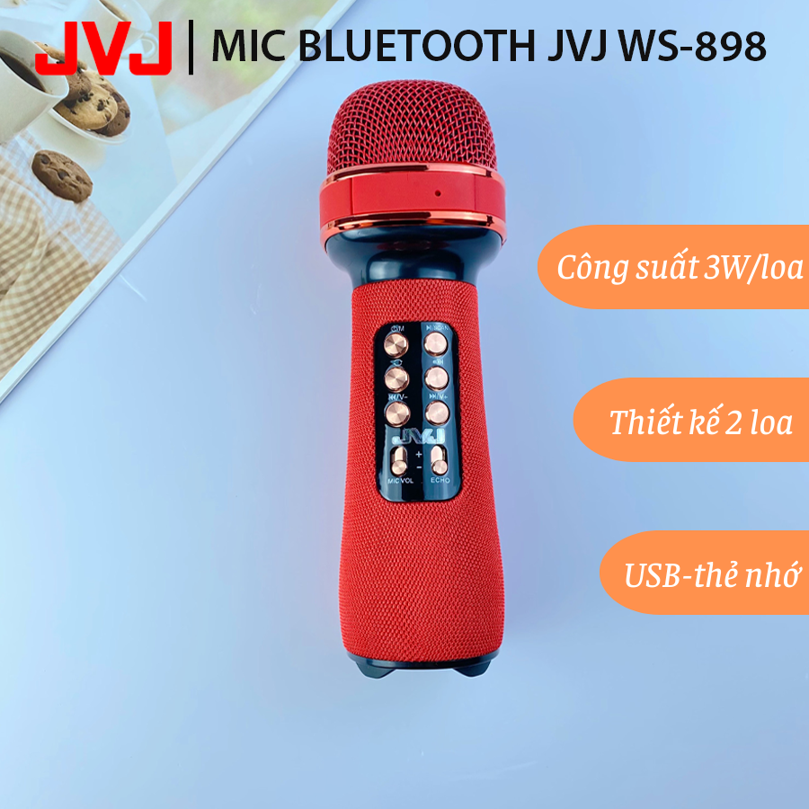 Micro karaoke bluetooth JVJ WS898 không dây kết nối bluetooth nâng
