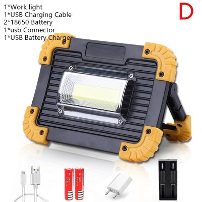 100W 30000lm Led Portable Spotlight Super Bright COB Led Work Light Outdoor Lampe Led Flashlight Use 2 18650