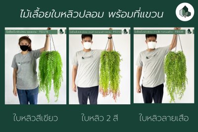 ไม้เลื้อยปลอม ไม้เลื้อยใบหลิวปลอม 70 CM แบบแขวน กระถางใยมะพร้าว