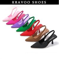 KRAVOO รองเท้าสำหรับผู้หญิงส้นเข็มแหลมรองเท้าส้นบางผู้หญิงรองเท้าแตะรองเท้าแตะสำหรับผู้หญิงแฟชั่นรองเท้าสตรีพื้น2023ฤดูร้อน