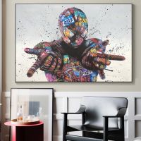 Spider-Man Graffiti Wall Art ผ้าใบพิมพ์ Wolverine Street โปสเตอร์ภาพวาด Glciee ผ้าภาพ Room Decor