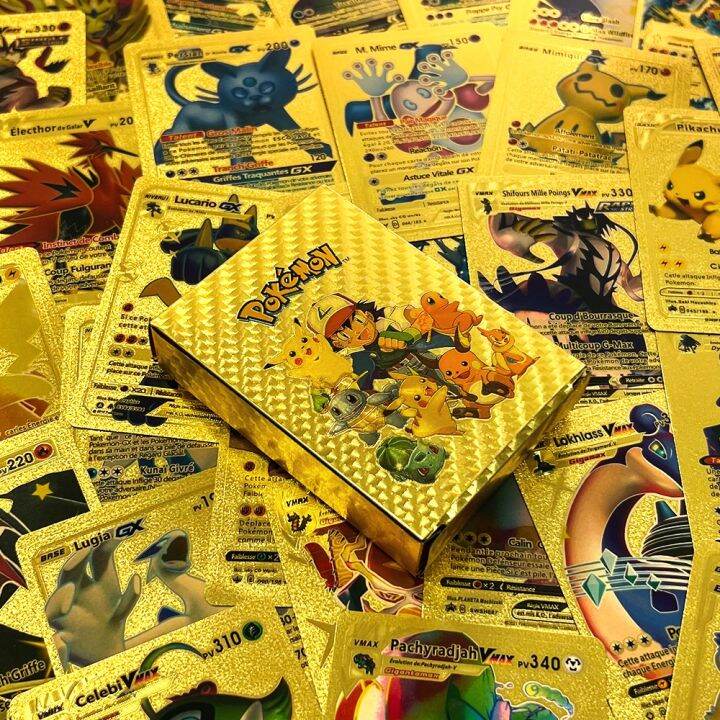 บัตรสีทองโปเกมอนฝรั่งเศส-สเปน-อังกฤษการ์ด-gx-โลหะคอลเลกชันเกม-pikachu-charizard-golden-v-vmax-สัตว์เลี้ยงสไปรต์การ์ดพร้อม-stockjssdv9ec82