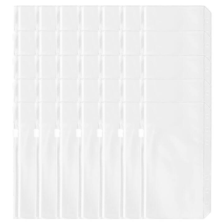 A6 6Holes Binder Pockets Waterproof PVC Cash Budget Envelopes Zipper Binder Pouches for A6