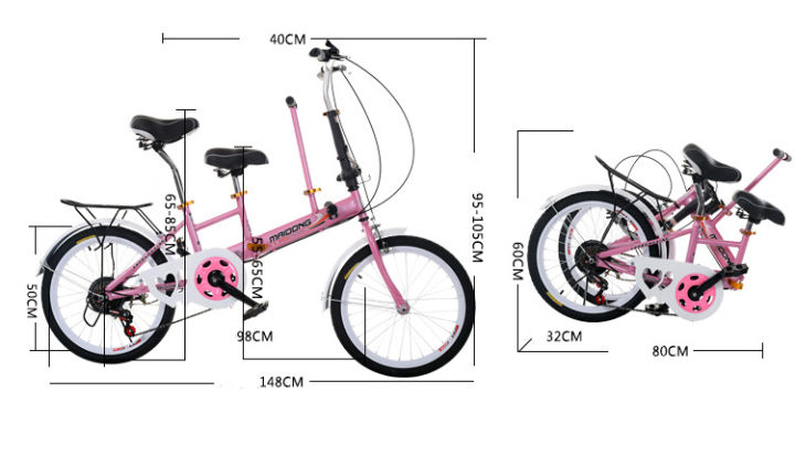 ประกอบฟรี-จักรยานพับได้-3-เบาะ-ขนาด-20-นิ้ว-มีที่นั่งสำหรับเด็กด้านหน้า-เฟรมเหล็ก-hi-ten-ใช้ได้ทั้งครอบครัว-พกพาง่าย-สะดวก