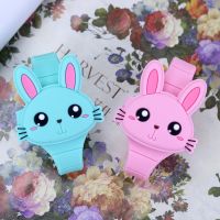 Lovely Rabbit Girls Watches with Bracelet Flip Cover Rubber Electronic Kids Watch Child Clock Relogio Feminino Infantil Saati