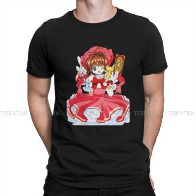 Anime Card Captor Sakura Red Cotton T Shirt Vintage Punk MenS Tshirt O-Neck Men Tops