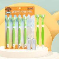 Set of 7 Dogs Toothbrush U-shaped Heads Dog Finger Toothbrushes Tartar Teeth Tool Pet Cleaning Long Handle B03E