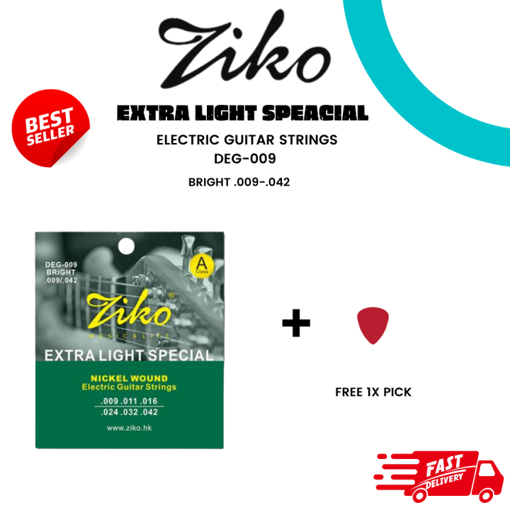 ZIKO DEG009 Electric Guitar Strings (009042) (Extra Light) (Free