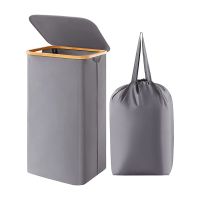 100L Large Foldable Laundry Hamper with Bamboo Handles and A Removable Laundry Bag