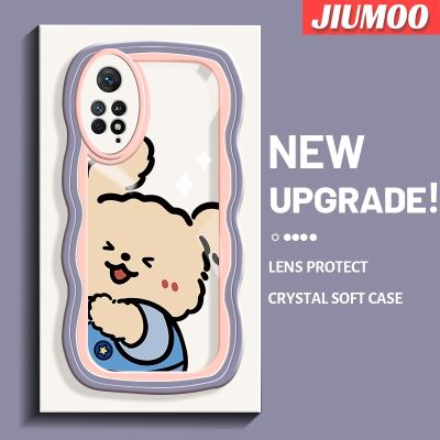 เคส JIUMOO สำหรับ Xiaomi Redmi Note 11 Pro 11e 5G Note Pro เคสโทรศัพท์โปร่งใสกันกระแทกลายคลื่นสีสันสดใสลายการ์ตูนรูปลูกสุนัขมีความสุขเคสครีมซิลิโคนแฟชั่นน่ารักเคสป้องกันแบบใสเลนส์กล้องถ่ายรูป
