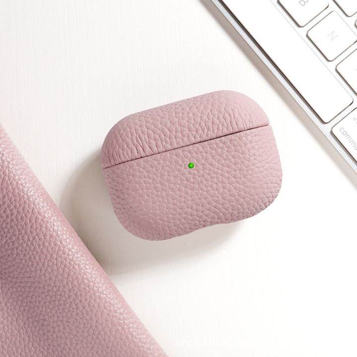 เคสหนังวัวแท้-ลายลิ้นจี่-สําหรับ-airpods-3-2-pro