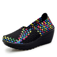 Women Sneakers Summer Flat Platform Shoes Breathable Woven Flats Shoes Woman Fashion Sneakers Comfort Walking Shoes Big Size 42