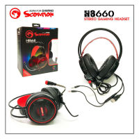 หูฟังเกมมิ่ง Marvo H-8660 Headset PC&amp;Iphone&amp;Android หัวUSB+แจ็ค3.5 Stereo Headphone ประกัน 1 ปี