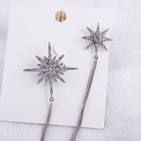 Korean Fashion Star Chain Brooch Real Gold Plated Micro-Inlaid Gem High-End Tassel Brooch Collar Pin Suit Accessories