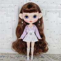 (ร้อน) DBS Blyth เสื้อผ้าตุ๊กตาลูกไม้สีขาวคาร์ดิแกนสีม่วงกับกางเกงขาสั้นเอวสูงและถุงเท้าเหมาะสำหรับของขวัญ ICY