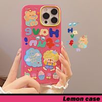 [Lemon] เคสโทรศัพท์มือถือ แบบนิ่ม ลายการ์ตูนกราฟฟิตี้ สีชมพู มันวาว สไตล์เกาหลี สําหรับ 14 14pro 14plus 14promax 7 8 7plus 8plus 11 12 X XS XR XSMAX 11pro 12pro 11promax 12promax 13 13pro 13promax QC7311624